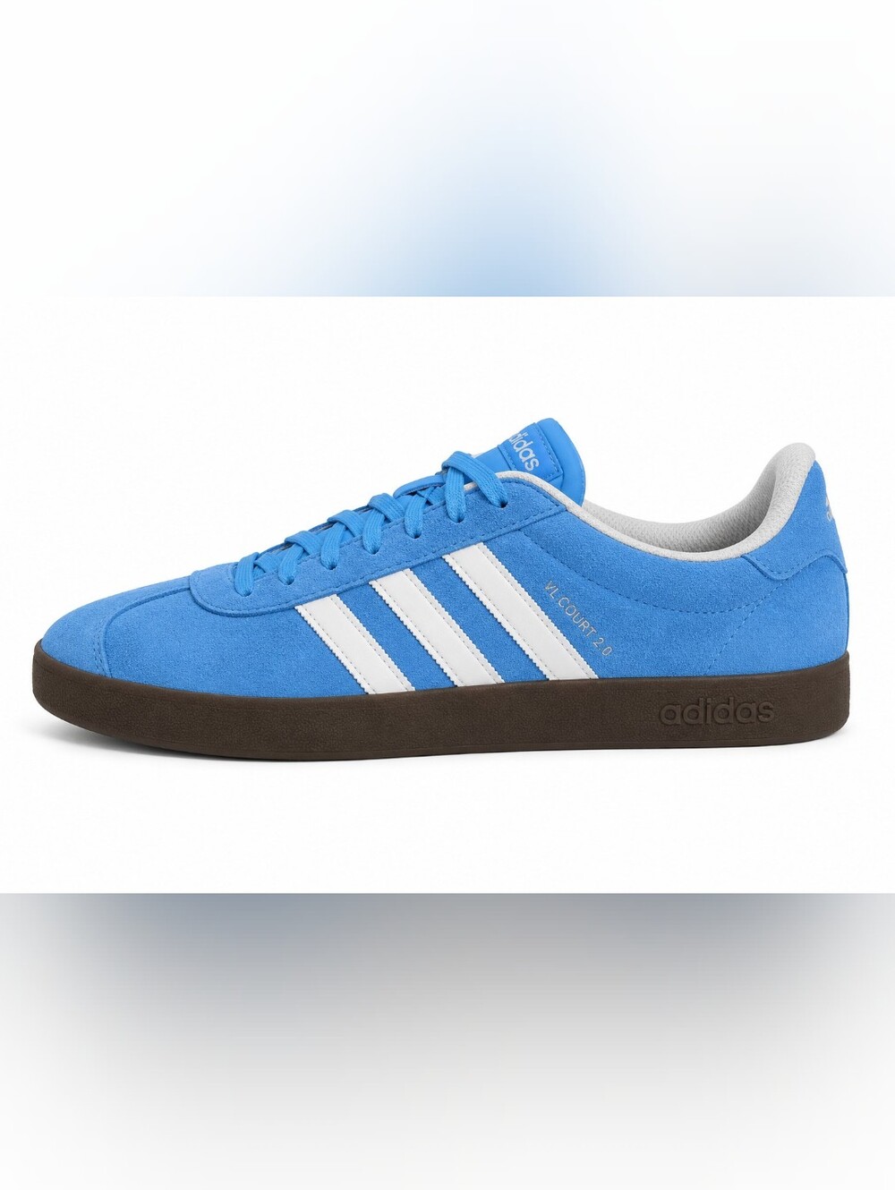 NWT Adidas VL Court 2.0 Blue Suede Gum Sole Sneakers 11 JI0496 Streetwear Sporty
